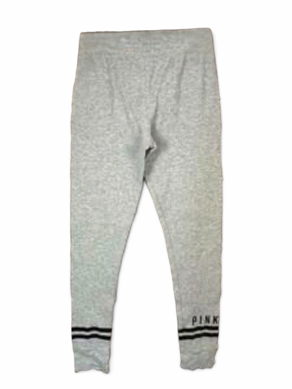 PINK Victoria's Secret Heather Gray Leggings with Black Stripe Hem
